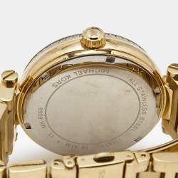 Michael Kors Green Yellow Gold Plated Stainless Steel Crystal Skylar MK6065 Women's Wristwatch 41 mm
