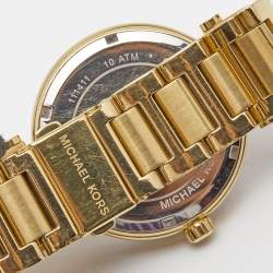 Michael Kors Green Yellow Gold Plated Stainless Steel Crystal Skylar MK6065 Women's Wristwatch 41 mm