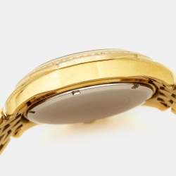 Pre Owned Michael Kors White Dial Gold Plated Stainless Steel Crystal Embellished Pressly MK5835 Women's Wristwatch 39 mm