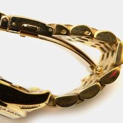 Pre Owned Michael Kors White Dial Gold Plated Stainless Steel Crystal Embellished Pressly MK5835 Women's Wristwatch 39 mm