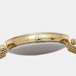 Pre Owned Michael Kors Yellow Gold Plated Stainless Steel Crystal MK3216 Women's Wristwatch 39 mm