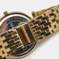Pre Owned Michael Kors Yellow Gold Plated Stainless Steel Crystal MK3216 Women's Wristwatch 39 mm