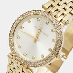Pre Owned Michael Kors Yellow Gold Plated Stainless Steel Crystal MK3216 Women's Wristwatch 39 mm