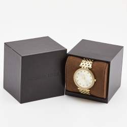 Pre Owned Michael Kors Yellow Gold Plated Stainless Steel Crystal MK3216 Women's Wristwatch 39 mm