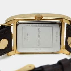 Michael Kors Yellow Gold Plated Stainless Steel Leather Jet Set MK2166 Women's Wristwatch 26 mm