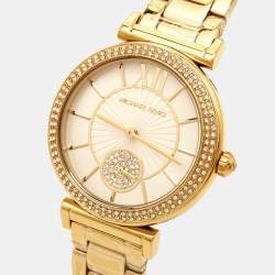 Pre Owned Michael Kors Opaline Gold Plated Stainless Steel Abbey MK4615 Women's Wristwatch 36 mm