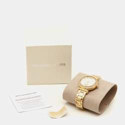 Pre Owned Michael Kors Opaline Gold Plated Stainless Steel Abbey MK4615 Women's Wristwatch 36 mm