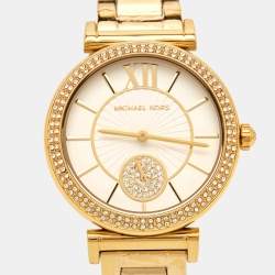 Pre Owned Michael Kors Opaline Gold Plated Stainless Steel Abbey MK4615 Women's Wristwatch 36 mm