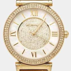 Pre Owned Michael Kors Mother Of Pearl Gold Plated Stainless Steel Catlin MK3332 Women's Wristwatch 38 mm