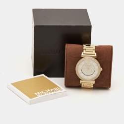 Pre Owned Michael Kors Mother Of Pearl Gold Plated Stainless Steel Catlin MK3332 Women's Wristwatch 38 mm
