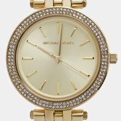 Michael Kors Yellow Gold Plated Stainless Steel Darci Pave MK3430 Women's Wristwatch 33 mm