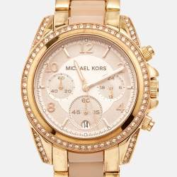 Michael Kors Champagne Gold Plated Stainless Steel Acetate  Blair MK5943 Women's Wristwatch 38 mm