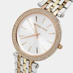 Pre Owned Michael Kors Silver Three Tone Stainless Steel Darci MK3203 Women's Wristwatch 39 mm