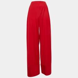 Michael Lo Sordo Red Wool Wide Leg Pants M