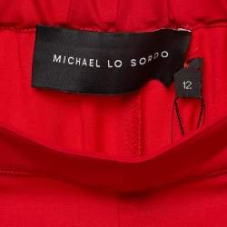 Michael Lo Sordo Red Wool Wide Leg Pants M