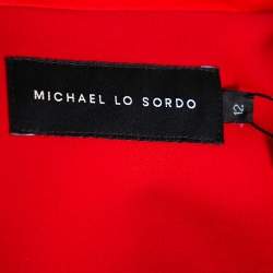 Michael Lo Sordo Red Satin Trimmed Wrap Blazer L