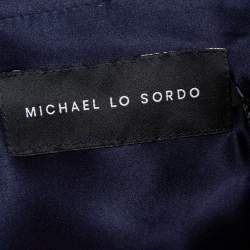 مملوكة مسبقًا Michael Lo Sordo Navy Blue Silk Satin Collared Jumpsuit M