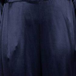 مملوكة مسبقًا Michael Lo Sordo Navy Blue Silk Satin Collared Jumpsuit M