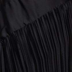 Pre Owned تنورة مايكل لو سوردو بليسيه حافة غير متماثله مزينة فتحة ماكسي ساتان أسود مقاس وسط (ميديوم)