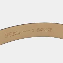 Pre Owned MICHAEL Michael Kors Black Leather Logo Buckle Belt XL