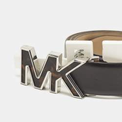 Pre Owned MICHAEL Michael Kors Black Leather Logo Buckle Belt XL