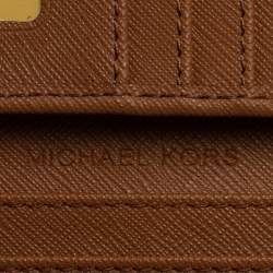 Pre Owned MICHAEL Michael Kors Brown Signature Coated Canvas Jet Set Travel Passport Case