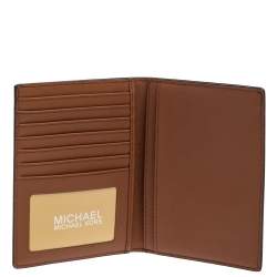 Pre Owned MICHAEL Michael Kors Brown Signature Coated Canvas Jet Set Travel Passport Case