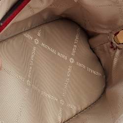 Pre Owned MICHAEL Michael Kors Red Leather Dome Cosmetic Pouch