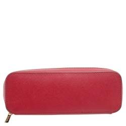 Pre Owned MICHAEL Michael Kors Red Leather Dome Cosmetic Pouch