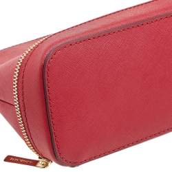 Pre Owned MICHAEL Michael Kors Red Leather Dome Cosmetic Pouch