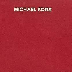 Pre Owned MICHAEL Michael Kors Red Leather Dome Cosmetic Pouch