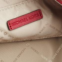 Pre Owned MICHAEL Michael Kors Red Leather Dome Cosmetic Pouch