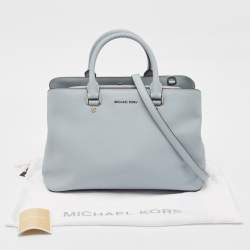 Pre Owned MICHAEL Michael Kors Light Blue Leather Savannah Tote