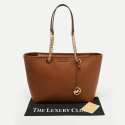 Pre Owned MICHAEL Michael Kors Brown Leather Large Shania Chain Tote