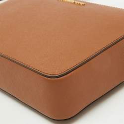 Pre Owned Michael Kors Brown Saffiano Leather Jet Set Large Crossbody Bag