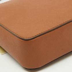 Pre Owned Michael Kors Brown Saffiano Leather Jet Set Large Crossbody Bag