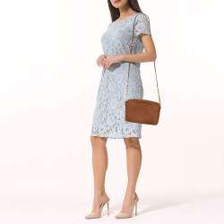 Pre Owned Michael Kors Brown Saffiano Leather Jet Set Large Crossbody Bag