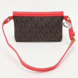MICHAEL Michael Kors Brown/Red Signature Coated Canvas and Leather Belt Bag