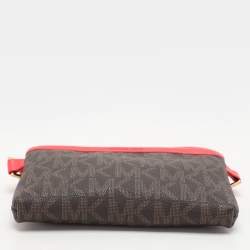 MICHAEL Michael Kors Brown/Red Signature Coated Canvas and Leather Belt Bag