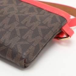 MICHAEL Michael Kors Brown/Red Signature Coated Canvas and Leather Belt Bag