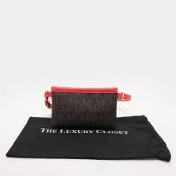 MICHAEL Michael Kors Brown/Red Signature Coated Canvas and Leather Belt Bag
