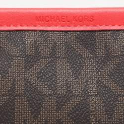 MICHAEL Michael Kors Brown/Red Signature Coated Canvas and Leather Belt Bag