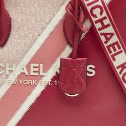 MICHAEL Michael Kors Pink Signature Coated Canvas and Leather Medium Mirella EW Tote