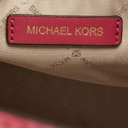 MICHAEL Michael Kors Pink Signature Coated Canvas and Leather Medium Mirella EW Tote