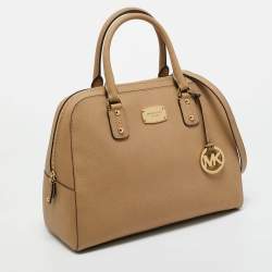 Pre Owned MICHAEL Michael Kors Beige Leather Large Sandrine Satchel