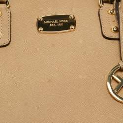 Pre Owned MICHAEL Michael Kors Beige Leather Large Sandrine Satchel