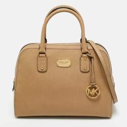 مملوكة مسبقًا MICHAEL Michael Kors Beige Leather Large Sandrine Satchel