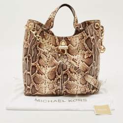 Pre Owned MICHAEL Michael Kors Brown Python Embossed Leather Uptown Astor Legacy Bag