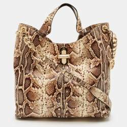 Pre Owned MICHAEL Michael Kors Brown Python Embossed Leather Uptown Astor Legacy Bag