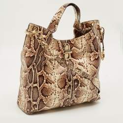 Pre Owned MICHAEL Michael Kors Brown Python Embossed Leather Uptown Astor Legacy Bag